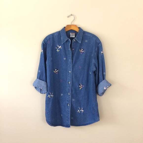disney embroidered denim shirts